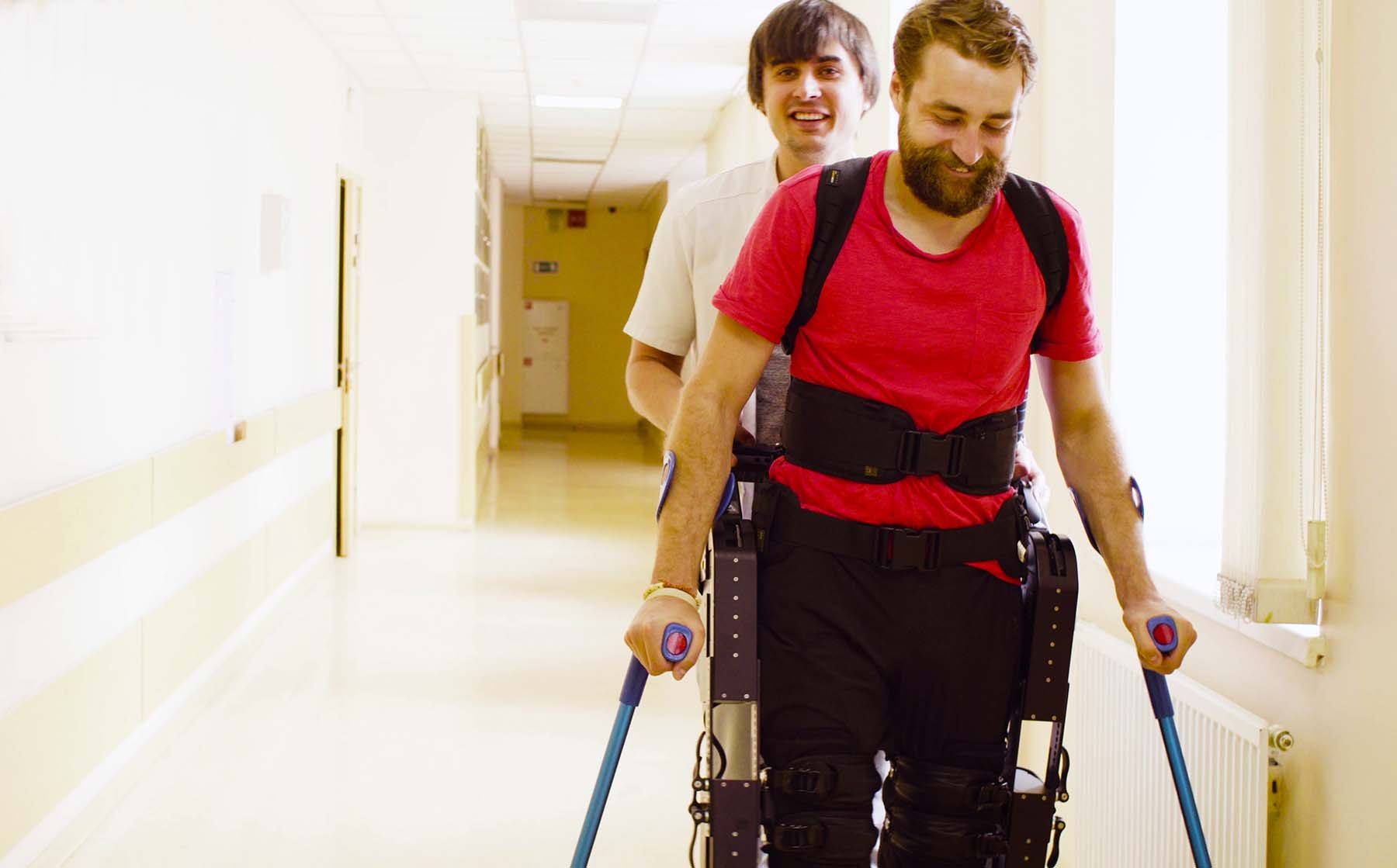 Wounded veteran receiving physical therapy